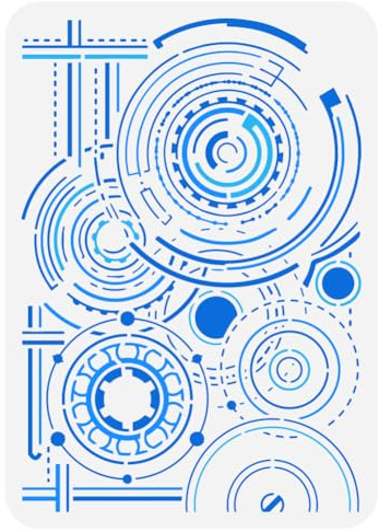 FINGERINSPIRE Maschinen Malschablone 21x29.7 cm Zielmuster Zeichnungsvorlage DIY Handwerk Maschine Zahnräder Dekoration Schablone Zum Malen Auf Holz Wand Stoff Papier Möbeln