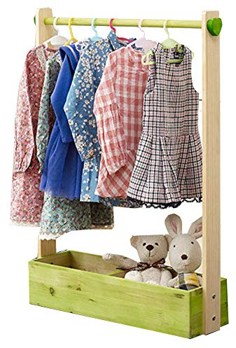 Garderobenständer, Hutständer, Kleiderständer, kann formaldehydfreie Kleiderbügel für Kinder bewegen, Rollständer, aus Holz für Kinderzimmer, Arbeitszimmer, Schlafzimmer/Holzfarbe/60 x 20 x 120 c