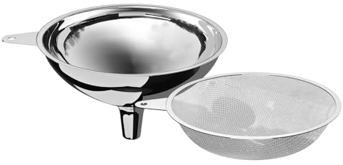 Serinar Stainless Steel Large Funnel with Filter (5.7 in. X 0.55 in. Mouth) and 50 Mesh Stainless Steel Food Filter for Bottle, Oil, Juice, Coffee, Honey, Milk