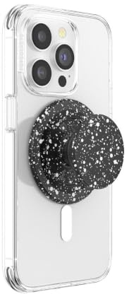 PopSockets Phone Grip for MagSafe with Kickstand, Magnetic Stand, Swappable Top, Secure Hold for iPhone MagSafe Cases, Phone & Tablet Grip - Black Speckle