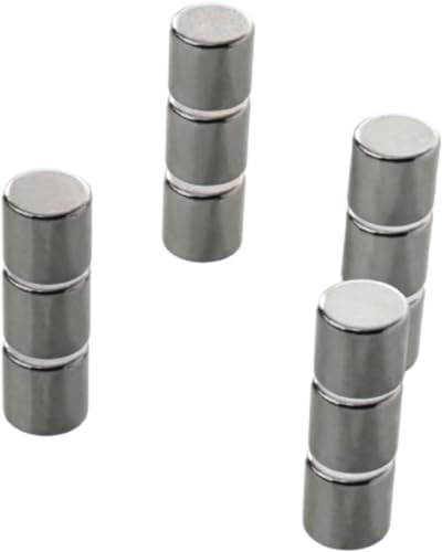 Master of Boards Magnete stark 12 Stück Neodym Magnet extra stark für Magnettafel, Whiteboard, Glasboard, Mini Kühlschrankmagnete starker Halt Ø 8 x 10mm Höhe Zylinder, Silber