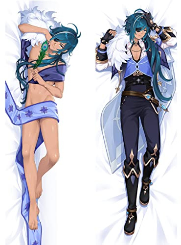 Anime Kissenbezug Manga Kissenhülle Dakimakura Für Kaeya,Seitenschläferkissen Bezug Langer Kissenbezug Doppelseitige Muster Pillowcase,Shortplush-150x50cm