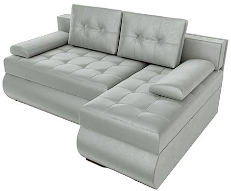 BROMARKT Ecksofa mit Schlaffunktion Sofa mit Bettkasten Hellgrau Rechts