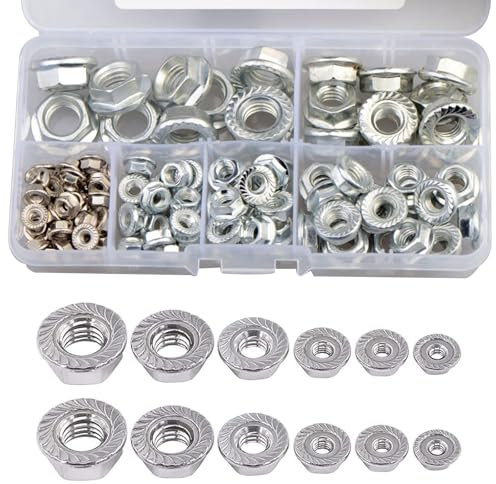 Écrous à Bride Hexagonale, 100 Pièces à Collerette, Frein et Embase Pour Construction Mécanique, Industrie Automobile, Technologie du Vélo (M3/4/5/6/8/10)