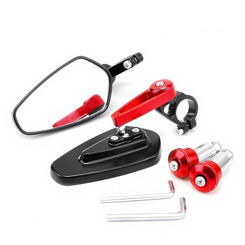 2 Stück Motorrad Lenkerendenspiegel, 360° Drehbarer Seitenspiegel, Universal Passform für Cruiser, Chopper, Bobber, Oldtimer Motorräder, Verchromter Spiegel mit Robuster Halterung