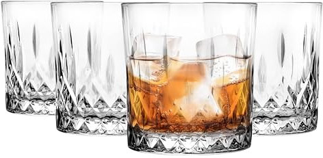 Glasmark KROSNO 1992 Set di Bicchieri da Whisky - 4 Pezzi 280 ml per Rum, Gin, Bourbon, Cocktail - Tagliati e Lavabili in Lavastoviglie