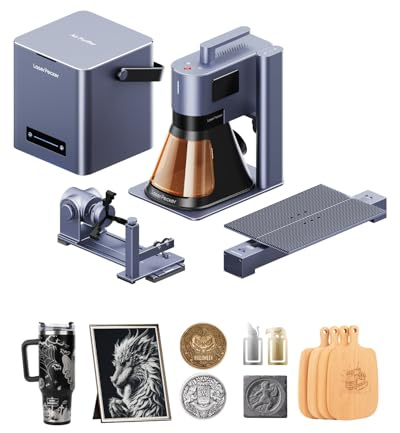 LaserPecker LP5 20W Grabadora Laser Fibra y Diodo con Extensión giratoria, Extensión Deslizante y Purificador de Aire, Máquina de Corte & Grabado Láser Adecuado para producción comercial en masa