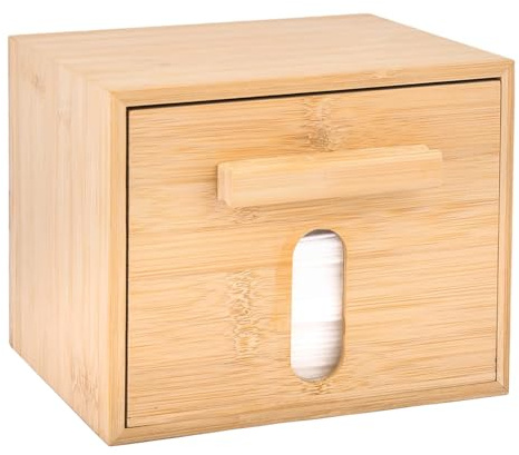 Caja para toallas faciales con cajón - Contenedor de toallitas secas para quitar maquillaje, organizador de cosméticos, caja de toallas de cara limpia - Genérico - Madera - Atributo Único