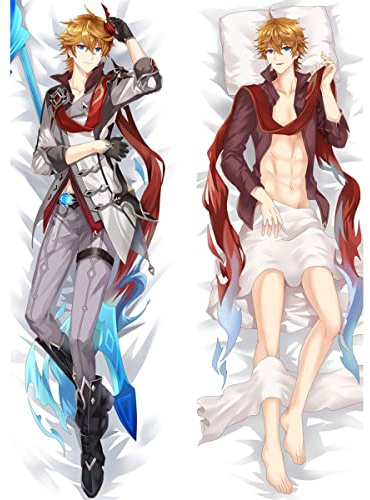 JNLIFT Anime Kissenbezug für Genshin Impact Tartaglia,Anime Pillowcase Hochwertiges Full-Body Umarmungskissen Bezug,Body Kissenbezug Seitenschläferkissen Bezug,Shortplush-150x50cm