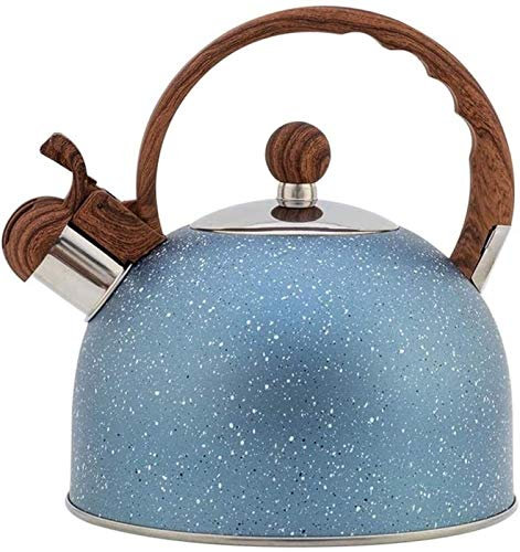 Bouilloires Bouilloire sifflante Bleue Bouilloire sifflante à Fond Plat de Style européen Bouilloire de Cuisine pour café, Lait, etc., Applicable au gaz et à l'électricité