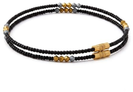 TRIPLE K&S fußbändchen damen - Ethno Hippie Fußkettchen - Handmade Strand Festival Accessoires - 100% Wasserfest Fußkette (Black, Large: 28 cm)