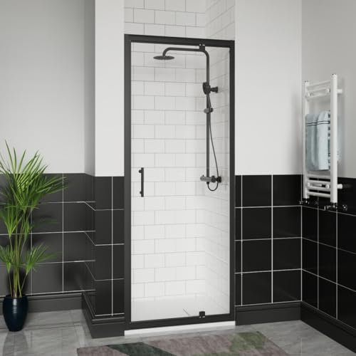 Aquariss 700x700mm Black Pivot Shower Door Enclosure with Shower Tray
