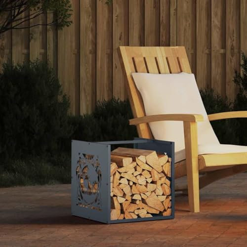 Homgoday Étagère à bois de chauffage Anthracite 40 x 40 x 40 cm, porte-bûches d'intérieur, porte-bûches de chauffage, porte bois pour cheminée, bois d'intérieur, empilable poêle en bois M-864251