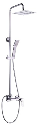 Marco Mammoliti | Colonna Doccia Sabhina con Miscelatore Monocomando, Soffione Quadrato e Doccetta 3 Getti, Cromo, 125x47x25cm