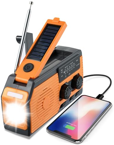 Nybhyjka Radio Solar, Radio De Manivela Dinamo Solar FM Am NOAA Radios De Manivela Portátil Al Aire Libre, Alarma SOS, con Linterna LED, para Camping, Viajes, Ourdoor