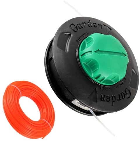 HUAREW M10 x 1,25 Cabezal de repuesto para la izquierda, cabeza de carrete de recortadora, con línea de cuerda de desbrozadora de 30 m y 2,4 mm