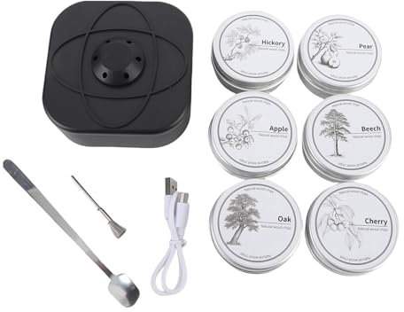 Electric Whiskey Smoker Kit with 6 Wood Chips Rechargeable Cocktail Smoker Drink Smoker Kit Birthday Present for Men Dad Husband