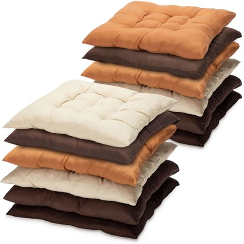 Geetery 12 Pcs Floor Pillows Bulk Seating Cushions for Floor Chair 15.7'' Large Meditation Cushion for Yoga Living Room Tatami Bedroom Balcony Office (Coffee Color,Square)