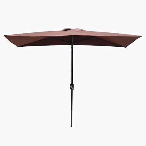 Ombrellone da esterno 250 cm, mezzo rettangolare, con 5 stecche e manovella, protezione UV per balcone, giardino, terrazza, bar, soluzione perfetta per il sole