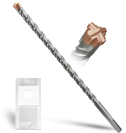 METOTY SDS Plus Hammer Drill Bit 14mm×310mm, with 4 Carbide Cutting Edges, Head with Coating, Masonry Drill, Hammer Drill, Concrete Drill, for Stone, Concrete, Natural Stone, Brick Wall