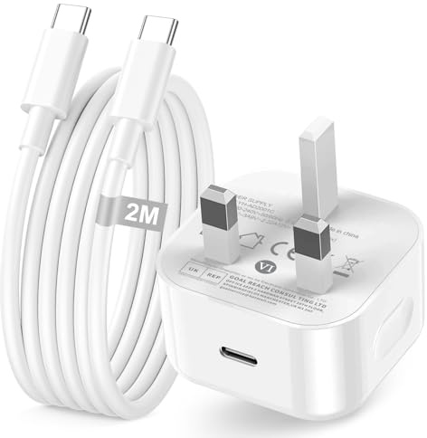 iPhone 17 16 15 USB C Charger Fast Charge with 2M USBC Cable 20W USB C Plug | USB C Power Adapter and Type C to Type C Cable Fast Charging for iPhone 17 Air/16e/15 16 Plus/15 16 Pro Max/iPad Air Mini
