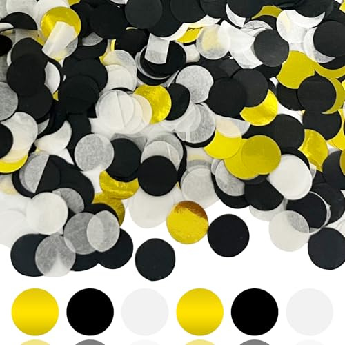 12000 Pieces Round Shaped Biodegradable Confetti Wedding Confetti Biodegradable for Weddings Valentines Anniversaries-Eco-Friendly Paper Round Hen Party Table Decoration (Black+White+Gold)