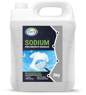 JOVS Sodium Percarbonate 3 kg - Pure Granular Oxygen Bleach Cleaner, Eco-Friendly Stain Remover & Laundry Whitener, Biodegradable Household Cleaning Agent.