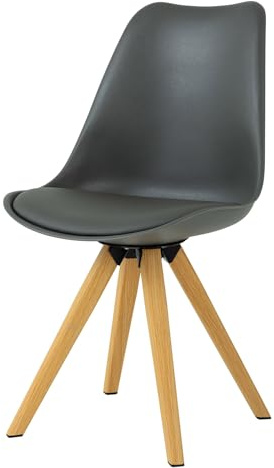 Riess Ambiente 2er Set Design Stuhl Scandinavia MEISTERSTÜCK - grau Natur - Kunstleder Metall Eichen-Optik Esszimmerstuhl