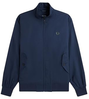 Fred Perry Classic Harrington Jacket (FR/ES, Letras, L, Regular, Regular, Azul)