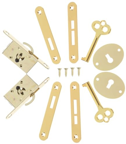 HYTROVE Serrature per Armadietti con Chiave Set da 2, Mini Serrature Decorative per Scatole di Legno Portagioie, Lucchetti Fai da Te Retrò per Mobili e Scatole Regalo, Installazione