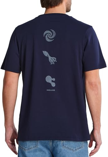 ALLZERO Men's Heavyweight Cotton Relaxed Fit Short Sleeve T-Shirt Crew Neck Vintage Graphic Tees Men Navy-L