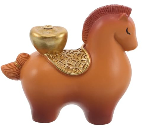 FOMIYES Statua del Cavallo Feng Shui Porta Incenso a Forma di Animale Artigianale, Bruciatore di Incenso con Bastoncini che Attirano Denaro, Decorazione da Tavolo per Capodanno Cinese