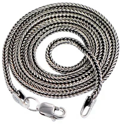 Äkta silverhalsband 1,8 mm fyrkantig vetekedja många storlekar