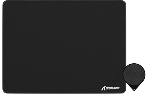 ATTACK SHARK CM02SE Esports Gaming Musmatta, Mjuk Kompositfiber För Kontroll, 3mm Ultratunna Infällda Kanter, Halkfri Undersida, Svettsäker, FPS MOBA PC Gamingmatta, 405x305x4mm - Svart