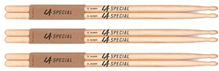 LA Specials Drumsticks | Schlagzeug Sticks | 7A Hickory Drumsticks, ovaler Holzkopf, drei Paare