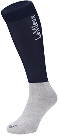 LeMieux My Competition Horse Riding Socks in Navy with Closely Woven Foot, Topside Seam and Micro Weight Stretch - Twin Pack - Large