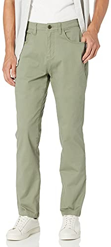 Amazon Essentials Men's Athletic Fit Chinos, Work Pants, 5-Pocket, Cotton Stretch, Dark Olive, 34W x 32L