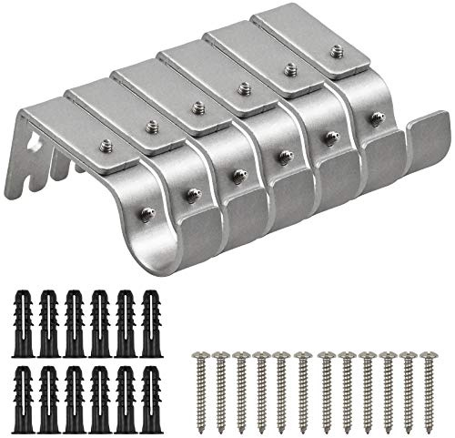 6 STK Gardinenstangen Halterung, Verstellbare Einzel Gardinenstangen Pole Halter, Metall Silber Gardinenhalterung, Edelstahl Gardinenstangen Wandhalterung mit Schrauben für Gardinenstangen