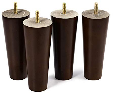 4 Stück Möbelfüße Holz Tischbeine Massivholz Konisch Ersatz Gerader Kegel Möbelbeine für Sofa Bett Schrank Ersatz für Schrank Bett Füße,Nussbaum,M8 Gewinde(20cm)