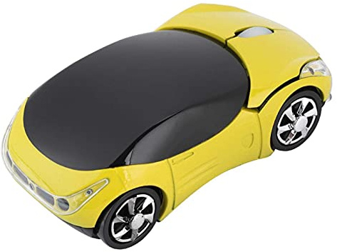 Souris sans Fil pour Enfants, Souris sans Fil 2.4G en Forme de Voiture, Souris Optique 1600DPI avec récepteur USB pour Bureau de Jeu Enfants Filles Petites Mains Cadeau(Jaune)
