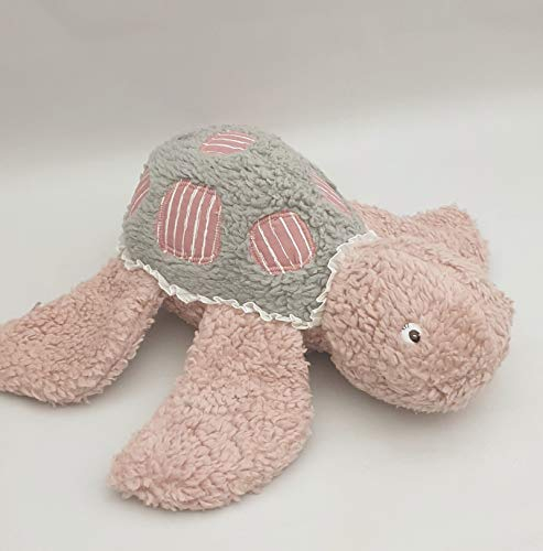 Stoffpaket Kuscheltier Schildkröte Romea für 2 Größen - Nähset inkl. Papier Schnittmuster - Rosa/Grau Streifen, 2 Größen