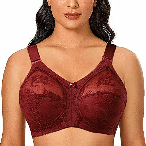 Ayigedu Ladies Plus Size Bra Minimiser Full Coverage Firm Hold Non Padded No Wired 36D