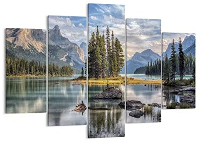 ARTTOR Leinwandbild 150x100cm Wandbild Landschaften Natur - 4133 | See Landschaft Mehrteilige Groß XXL Wanddekoration Wohnzimmer Schlafzimmer Wanddeko Wand Kunstdruck Wandkunst ARTTOR