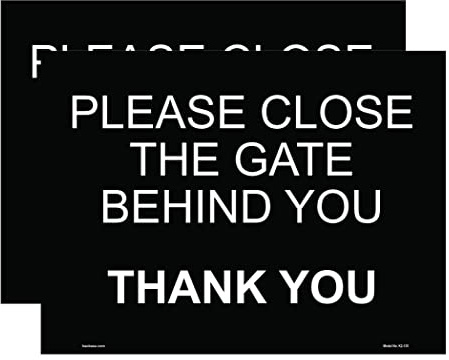 Haobase 2 Pcs Please Close The Gate Behind You Sign Stickers - Self Adhesive Vinyl (20cm x 15cm)