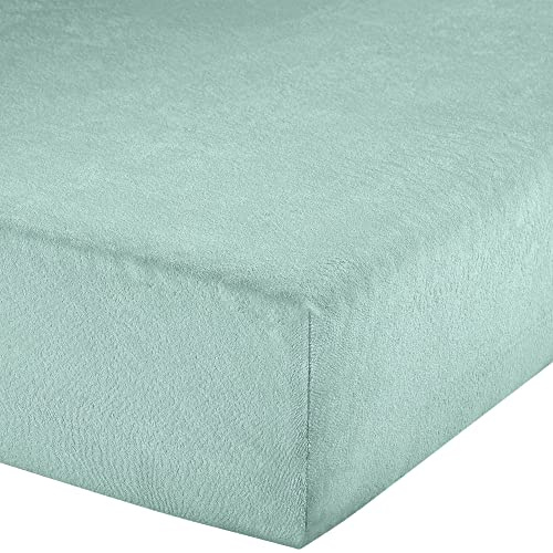 Erwin Müller Spannbettlaken, Spannbetttuch Erding Frottee-Stretch Mint Größe 180x200 cm - 200x200 cm - hautsympathisch, kuschelig, bügelfrei, Rundumgummi