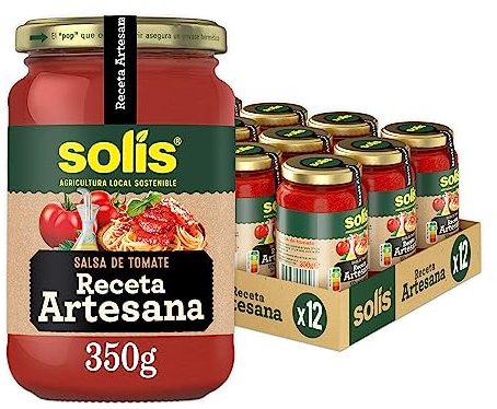 Solís Tomate Frito Receta Artesana Frasco pack 12x350g | Tomate frito receta artesana frasco cristal, sabor intenso y sin trocitos, sin gluten.