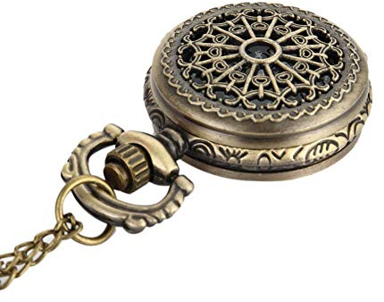 LIDCOM Nydesignad herrfickur, retro bronston, rund form, spindelnät, kedjehalsband, Svart