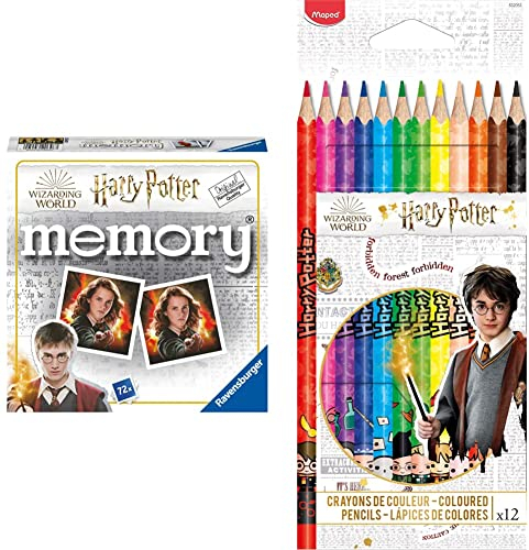Ravensburger 20648 - Harry Potter Memory & Maped – 12 Buntstifte „Harry Potter“ – ideal für den Schulanfang – im Pappetui –832053