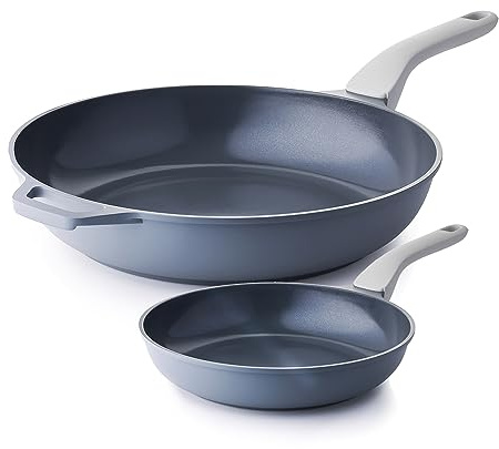 PRICUSIS Nonstick Ceramic Frying Pan Set, Non Toxic, Healthy, PTFE PFOA & PFAS Free, Induction Compatible (8+12 Inch)