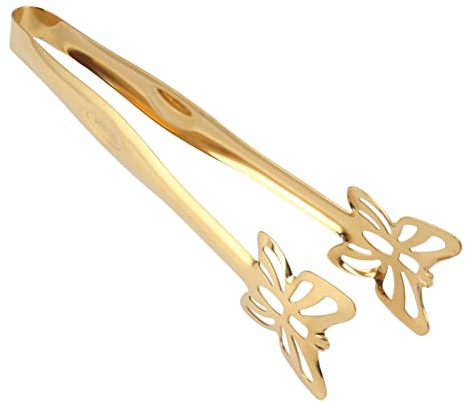 Servierzange Küchenzange 25cm Lange Gold Blumen 304 Edelstahl Gebäckzange Zuckerzange Lebensmittel Kochzange Salatzange Grillzange für Hochzeit Party Bar Büfett Grill Picknick
